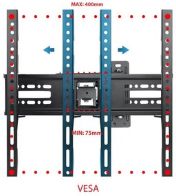 Стойка за телевизор Esperanza ERW016, 26" - 70", 400x400 мм, До 45 кг, Черен