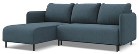 Син разтегателен ъглов диван с място за съхранение (ляв ъгъл) Luana – Makamii