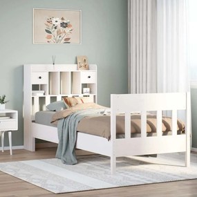 3323282 vidaXL Рамка за легло без матрак, бял, 90x190 см, борово дърво масив