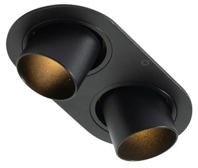 Комплект от 6 вградени спота черни GU10 35mm с накланяне 2-Light - Installa