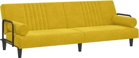 351899 vidaXL Разтегателен диван с подлакътници, жълт, кадифе