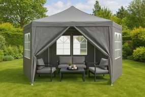 Градинска беседка 2 x 2 м - парти шатра със стени и прозорци Сив