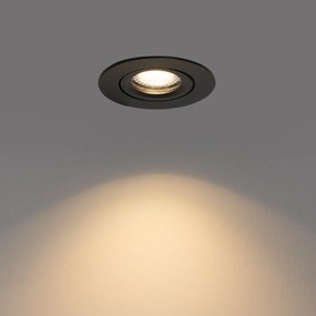 Вграден прожектор черен, накланящ се 6,5см с LED IP54 Ултра тънък - Pupil