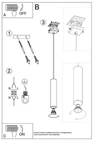 Кремаво висящо осветително тяло ø 8 cm Castro – Sollux