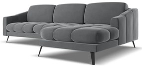 Сив кадифен ъглов диван (десен ъгъл) Nalu – Makamii