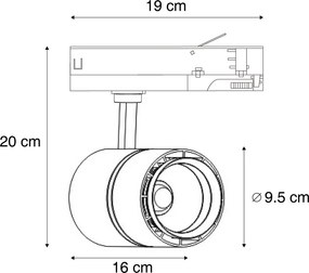 Moderne railspot wit voor 3-fase rail incl. LED - 3-Phase Ruler