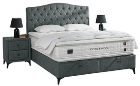 Тапицирана спалня с матрак Sonata COOL WOOL, Амортисьор, 160 x 200 см, Сив