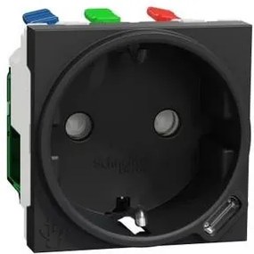 SE Контакт шуко с детска защита авт. и USB тип C 2 мод. цвят Антрацит Unica - NU301754