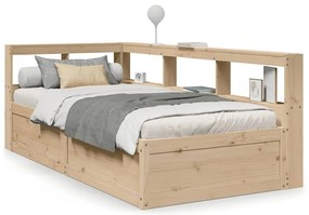 3324466 vidaXL Легло с рафтове за книги, без матрак, 100x200 см, бор масив
