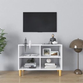 805923 vidaXL ТВ шкаф с крака от дърво масив, бял, 69,5x30x50 см