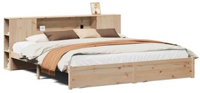 3322367 vidaXL Легло с етажерка за книги, без матрак, 200x200 см, бор масив