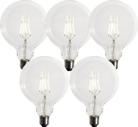 Комплект от 5 димируеми LED крушки E27 G125 5W 450 lm 3000K