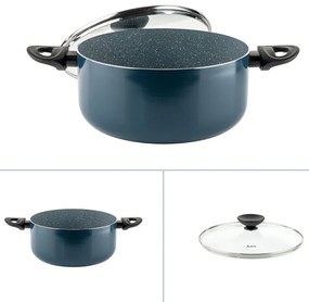 Тенджера Luigi Ferrero Prima FR-2644, 26x12 см, 5.8 л, Незалепващо покритие, Стъклен капак с отвор за пара, Индукция, Тъмносин