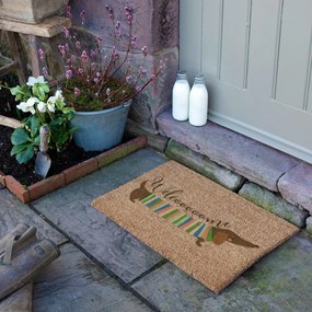 Изтривалка от кокосови влакна 40x60 cm Welcome Sausage Dog – Artsy Doormats