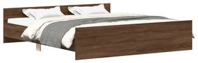 3203739 vidaXL Рамка за легло с горна и долна табла, кафяв дъб, 200x200 см