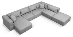 Светлосив ъглов U-образен диван, десен ъгъл Esther – Milo Casa
