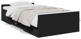 3280350 vidaXL Рамка за легло с чекмеджета, черна, 75x190 см, инженерно дърво