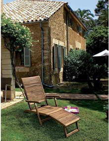 Градински шезлонг от масивно дърво в естествен цвят Noemi – Bizzotto