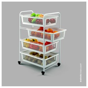 Мобилен рафт с 4 кошници Индия, дължина 35 cm - Metaltex