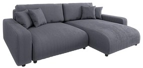 Тъмносив разтегателен ъглов диван от рипсено кадифе (променлив) Sara – Ropez