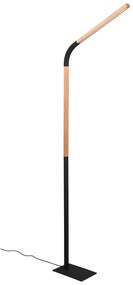 LED подова лампа в черен и естествен цвят с дървен абажур (височина 169,5 cm) Norris - Trio