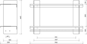 На няколко нива метален стенен рафт в сребрист цвят 70 cm Tivo – noo.ma