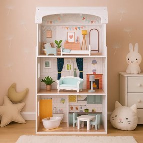 Дървена къща за кукли ALICE - 3 етажа + мебели