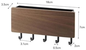 Черен ключодържател с рафт и дървен елемент Yamazaki Rin - YAMAZAKI