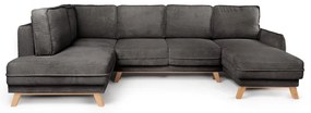 Сив сгъваем ъглов диван от рипсено кадифе (ляв ъгъл/"U" форма) Tori – Bonami Selection