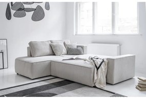 Бял разтегателен ъглов диван от рипсено кадифе (ляв ъгъл) Brave Dave – Miuform
