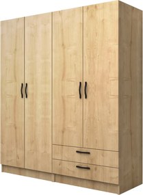 Четирикрилен гардероб Vivian TopMebel от меламин в цвят дъб 160x51.8x181cm