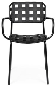 Черни градински столове в комплект от 4 бр. метални Clover – Bizzotto