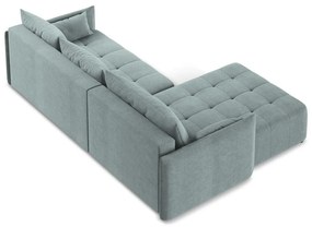 Син разтегателен ъглов диван с място за съхранение (ляв ъгъл) Moku – Makamii