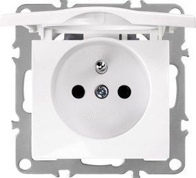 Единичен контакт със заземяване и капаче OSTE JNH005-G White
