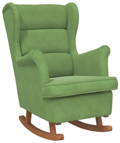 329366 vidaXL Люлеещ се стол с облегалка, светлозелен кадифе и масивно дърво