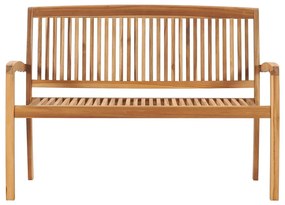 49388 vidaXL 2-местна стифираща градинска пейка 120 см тиково дърво масив