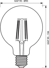 LED крушка VIVALUX FLICK VINTAGE LED, 6W, ø95, E27, 2700K