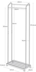 Бяла метална стойка за дрехи на колелца Tower – YAMAZAKI