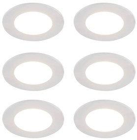 Комплект от 6 бели вградени лунички с LED димиране до топло 7W IP65 - Blanca