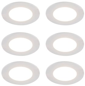 Комплект от 6 вградени прожектора бели с димиране до топло LED 7W IP65 - Blanca