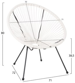 Кресло Акапулко HM5872.12 бял цвят