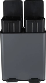 Тъмносиво стоманено кошче за боклук 2x20 l за рециклиране с педал Aliya – Spirella