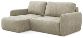 Бежов шенилов разтегателен ъглов диван с място за съхранение (ляв ъгъл) Lilo – Makamii