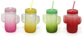 Матирана чаша със сламка Кактус 400ml. (1844PC)