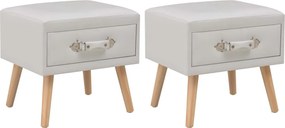 276380 vidaXL Нощни шкафчета, 2 бр, бели, 40x35x40 см, изкуствена кожа