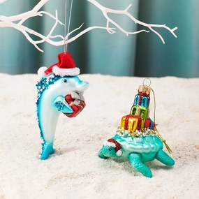Стъклена ръчно изработена коледна украса 12,5 cm Dolphin – Sass &amp; Belle