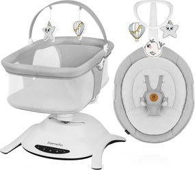 Lionelo - Детска люлка с мелодия 2 в 1 BELLA Сив бетон + дистанционно управление