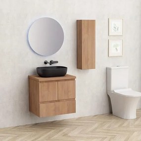 Конзолен PVC шкаф за баня BG 9047-60 + 6046-31, с дървесен плот, Inter Ceramic, 45х53.5х59см