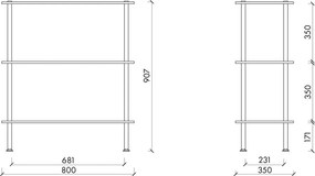 Син стелаж от декор от дъб 80x90,5x35 cm Teidi – noo.ma