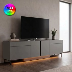 Arlen TopMebel меламинова ТВ стойка с RGB LED в антрацитен цвят, 180 x 32 x 50 см